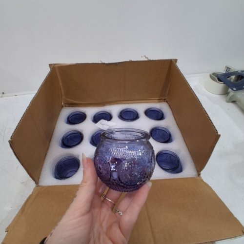 12PC VOTIVE CANDLE HOLDERS FOR BRIDAL SHOWER DECORATIONS - BLUE image 3