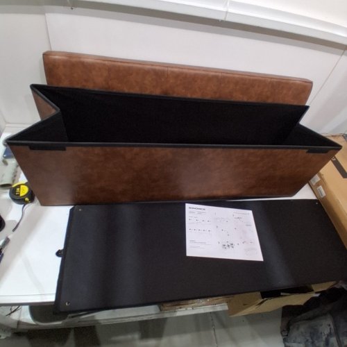 SONGMICS LEATHER STORAGE OTTOMAN/BENCH - 43" X 14" X 16" - COFFEE BROWN - (MODEL: LSF0514K03) image 2