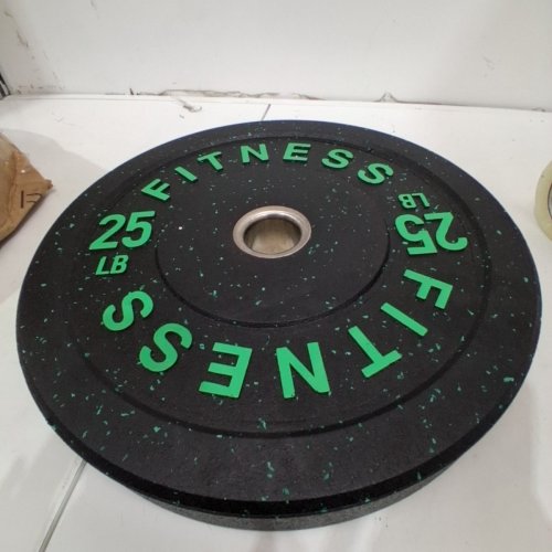 HI-TEMP BUMPER BARBELL PLATE -25LBS - BLACK/GREEN image 2