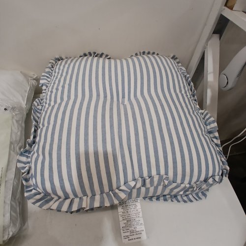 THRESHOLD SQUARE BOX TOSS/THROW PILLOW - 22" X 22" X 4" - BLUE AND WHITE image 2