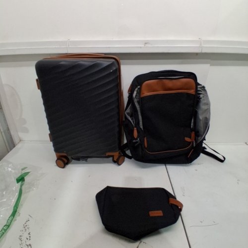 3PC VELAYBOR LIGHTWEIGHT LUGGAGE SET WITH SPINNER WHEELS - 20''/18'' - BLACK (MODEL- LUG190602) image 2