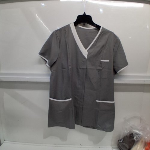 SHORT SLEEVE SCRUB TOP - MEDIUM - CHARCOAL GRAY image 2
