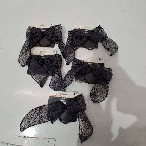 5PK SPIDERWEB HAIR BOWS - BLACK image 2