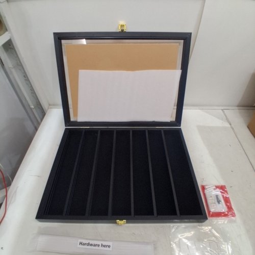 DISPLAYGIFTS MINIFIGURES DISPLAY CASE, WALL THIMBLE CABINET SHADOW BOX WITH LOCK - 15" X 20" - BLACK (MODEL: LG-LC04F) image 2