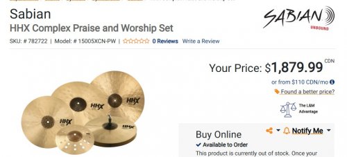 6PC SABIAN HHX COMPLEX PRAISE AND WORSHIP CYMBAL SET - 10"/14"/16"/18"/21" - GOLD image 2