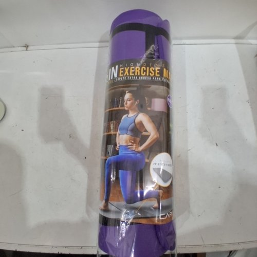 CAP BARBELL HIGH DENSITY EXERCISE YOGA MAT WITH STRAP AND KNEE PAD - 1/2" X 24" X 71" - PURPLE - (MODEL: MTIS-6523-12PL) image 2