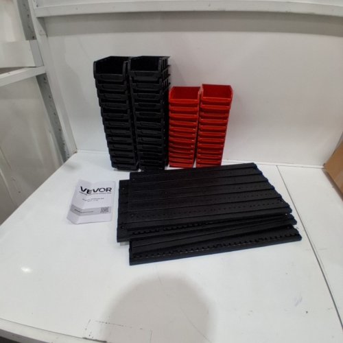 52PC WALL MOUNTED STORAGE RACK - 37" X 21" - BLACK/RED (MODEL: 12119B) image 2