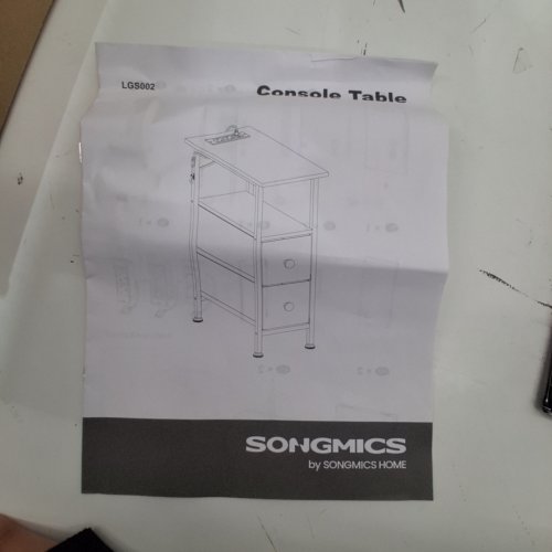SONGMICS END TABLE WITH LED LIGHTS AND CHARGING STATION - 23", 2 DRAWERS - BLACK (MODEL: LGS002B101) image 2
