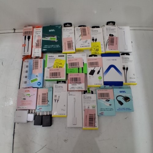 25 ASSORTED ELECTRONIC CABLES, CHARGERS AND ADAPTERS - SCOSCHE, ONN, APPLE, BELKIN image 2