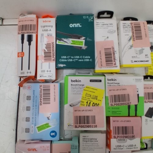25 ASSORTED ELECTRONIC CABLES, CHARGERS AND ADAPTERS - SCOSCHE, ONN, APPLE, BELKIN image 3