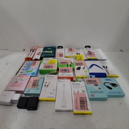 25 ASSORTED ELECTRONIC CABLES, CHARGERS AND ADAPTERS - SCOSCHE, ONN, APPLE, BELKIN image 7