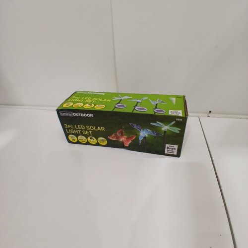 3PK LUMINAR OUTDOOR DECORATIVE LED SOLAR GARDEN STAKE LIGHT SET - BUTTERFLY/DRAGONFLY/HUMMINGBIRD (MODEL: 59266) image 3