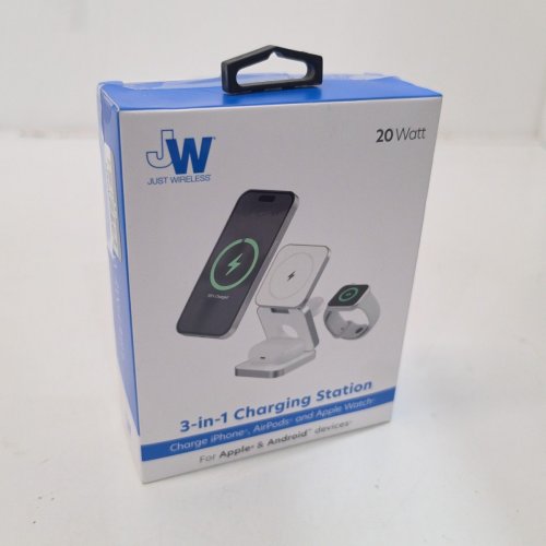 JUST WIRELESS 3-IN-1 FOLDING CHARGING STATION FOR IPHONE, AIRPODS, AND APPLE WATCH - 20W - WHITE (MODEL: 04096-V) image 4