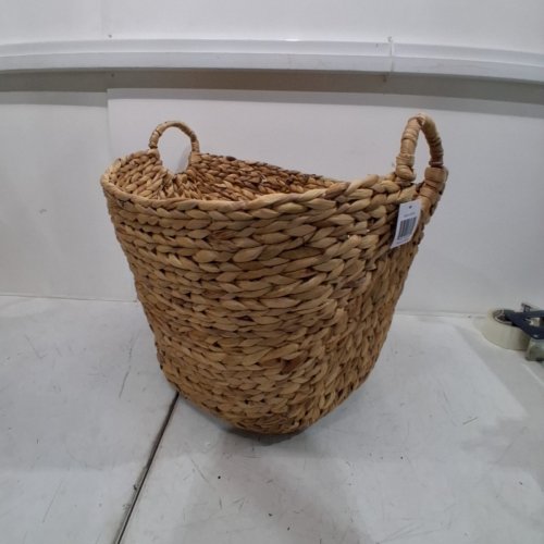 LARGE SEAGRASS WOVEN WICKER BASKET WITH ARCHED HANDLES - 19" X 20" - NATURAL/BROWN (MODEL: 48970) image 2