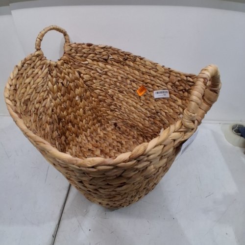 LARGE SEAGRASS WOVEN WICKER BASKET WITH ARCHED HANDLES - 19" X 20" - NATURAL/BROWN (MODEL: 48970) image 3