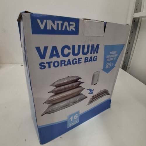 17PC VINTAR VACUUM SEAL PUMP WITH 16 RESEALABLE BAGS - 4 SMALL/4 MEDIUM/4 LARGE/4 JUMBO - WHITE/CLEAR (MODEL: SG-505) image 3
