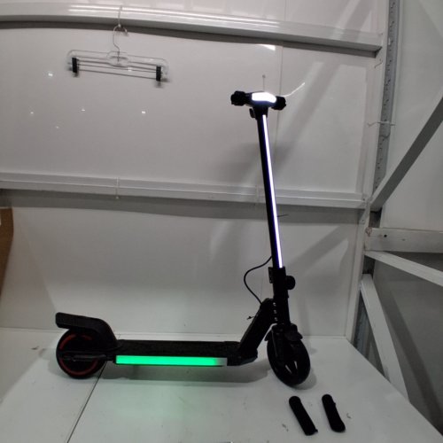 WEELMOTION FOLDABLE ELECTRIC SCOOTER WITH FRONT LED LIGHTS, HEAD LIGHTS AND MULTICOLOR LIGHTING PAD - 6.5" FOLDABLE - 16KM/HR - 150W - 175LBS MAX 8KM RANGE - BLACK - (MODEL: ES01) image 2