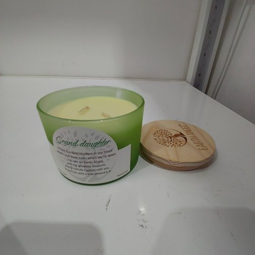 EARTH ANGEL GRAND-DAUGHTER SCENTED SOY CANDLE - 12 OZ - VANILLA - GREEN image 2