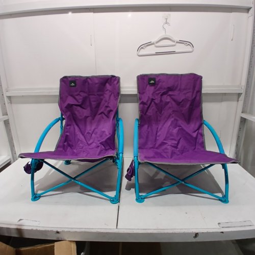 2PK NORTHROAD FOLDING BEACH CHAIR WITH CUPHOLDER AND FLATBACK - 21" X 25" - PURPLE (MODEL: BL-188-PURPLEX2) image 2
