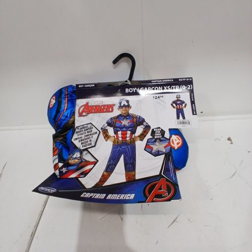 2PC BOYS MARVEL CAPTAIN AMERICA COSTUME - EXTRA SMALL (0-2) - BLUE/RED image 2