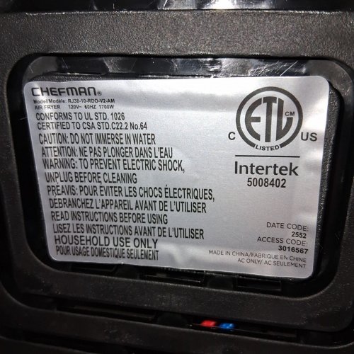 CHEFMAN MULTI-FUNCTIONAL AIR FRYER - 10L - BLACK - (MODEL: RJ38-10-RDO-V2) image 5