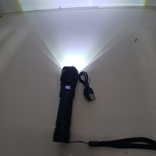 RECHARGEABLE SUPER BRIGHT WATERPROOF ZOOMABLE LED FLASH LIGHT WITH LCD DISPLAY - BLACK (MODEL: SFL046) image 2