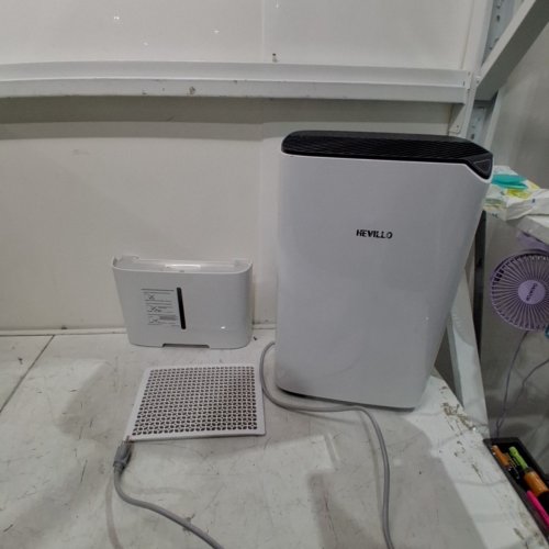 HEVILLO DEHUMIDIFIER (2000SQ. FT) WITH CONTINUOUS DRAIN HOSE AND WHEEL, 0.66 GALLON WATER TANK CAPACITY, INTELLIGENT HUMIDITY CONTROL (WHITE/BLACK) (MODEL: PD08D) image 2