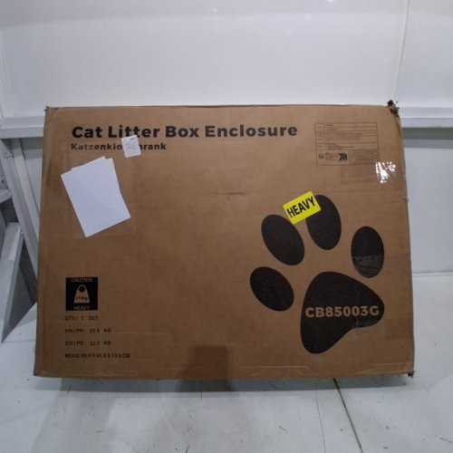 HZUANERI HIDDEN LITTER BOX FURNITURE WOODEN PET HOUSE AND SIDE END TABLE - 132LB CAP - GOLD/WHITE (MODEL: CB85003G) image 5