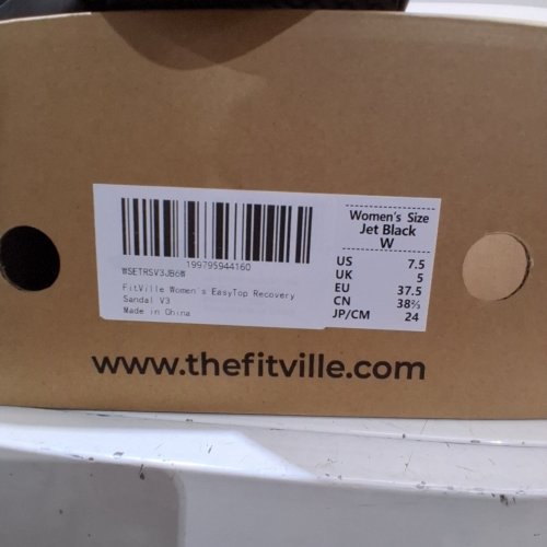 FITVILLE WOMENS EASYTOP RECOVERY SANDAL V3 - SIZE 7.5 WIDE - BLACK image 2