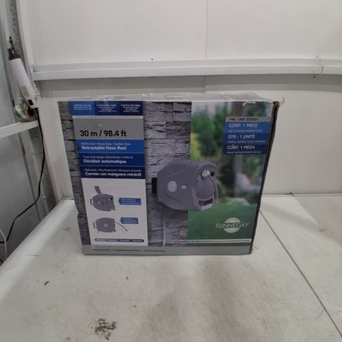 SUNNEDAY RETRACTABLE GARDEN HOSE REEL WITH HOSE - 100FT - GREY (MODEL: 2127221) image 8