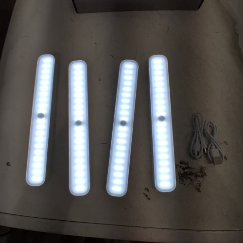 4PK WILLED RECHARGEABLE UNDER CABINET LIGHTS WITH MOTION SENSOR - 6000K COOL WHITE - WHITE image 3