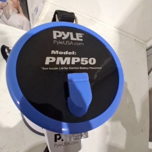 PYLE MEGAPHONE SPEAKER PA BULLHORN WITH BUILT-IN SIREN - 50W - 1600 YARD - WHITE/BLUE (MODEL: PMP50) image 2