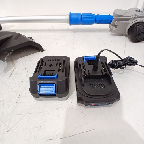 DEKOPRO STRING TRIMMER CORDLESS BATTERY POWERED BRUSHLESS ELECTRIC WEED WACKER EATER 2 IN 1 LAWN TRIMMER EDGER, 2 BATTERIES, CHARGER, LINE FEED - BLUE - 12" - 20V (MODEL: DKGT2001BL) image 5