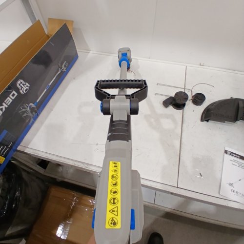 DEKOPRO STRING TRIMMER CORDLESS BATTERY POWERED BRUSHLESS ELECTRIC WEED WACKER EATER 2 IN 1 LAWN TRIMMER EDGER, 2 BATTERIES, CHARGER, LINE FEED - BLUE - 12" - 20V (MODEL: DKGT2001BL) image 6