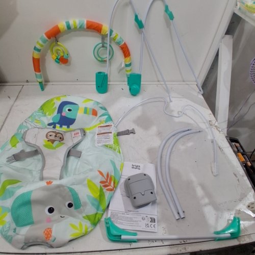 BRIGHT STARTS RAINFOREST VIBES PORTABLE 3-POINT HARNESS BOUNCER WITH TOY-BAR - RAINFOREST VIBES (MODEL: 12227) image 3