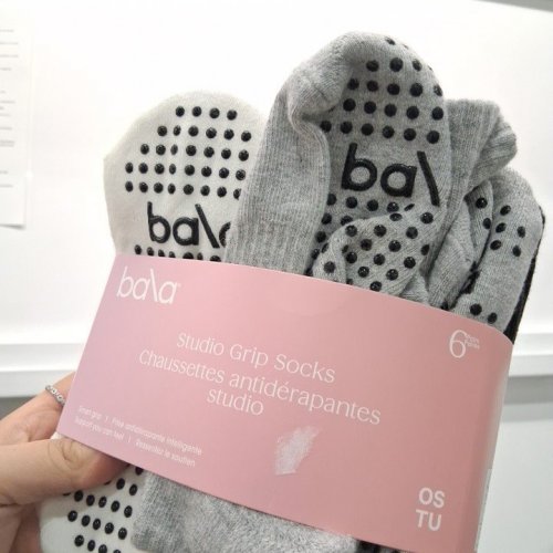 6PR WOMEN'S BALA GRIP GRIPPY SOCKS - ONE SIZE- WHITE/GREY/BLACK (STYLE: 1993572) image 3