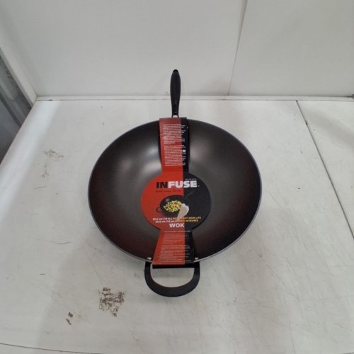 INFUSE OVEN-SAFE INDUCTION COMPATIBLE NITRO CAST IRON LITE WOK - 14" - BLACK (MODEL: 1832193) image 2