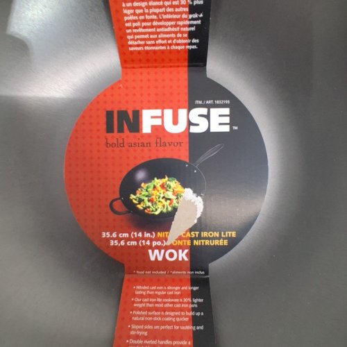INFUSE OVEN-SAFE INDUCTION COMPATIBLE NITRO CAST IRON LITE WOK - 14" - BLACK (MODEL: 1832193) image 3