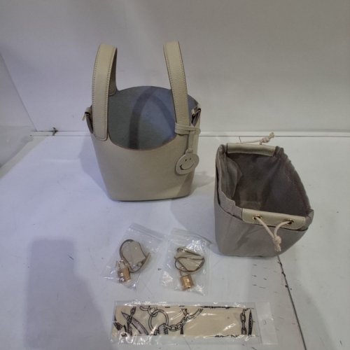 BASKET STYLE HANDBAG WITH REMOVEABLE LINER - BEIGE image 2