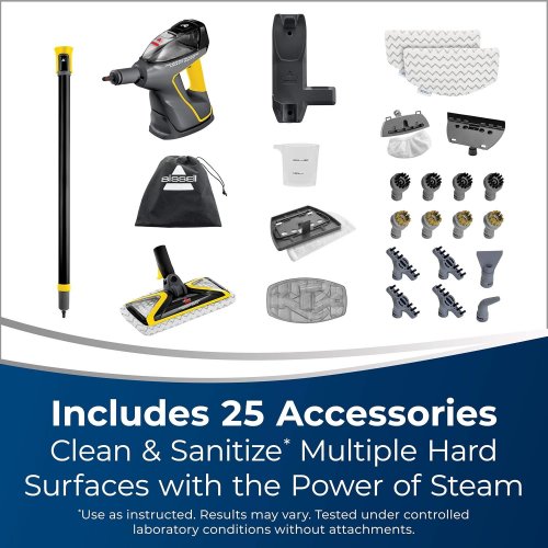 BISSELL 3-IN-1 POWERSTEAMER HEAVY DUTY STEAM MOP & HANDHELD CLEANER - GREY/YELLOW (MODEL: 2685B) image 2