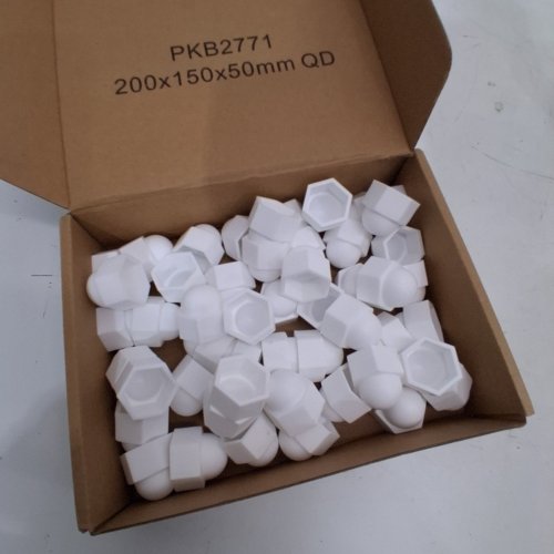 50PC PLASTIC WHEEL LUG NUT BOLT COVER CAPS - UNIVERSAL - WHITE (ITEM: PKB2771) image 3
