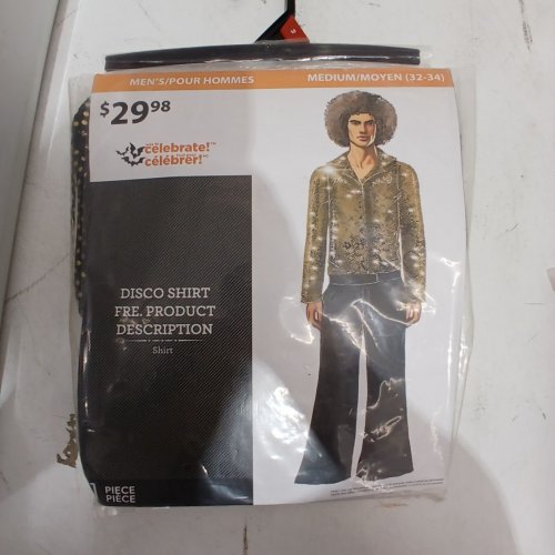 MEN'S WAY TO CELEBRATE DISCO SEQUIN COSTUME SHIRT - MEDIUM (32-34) - BLACK AND GOLD image 2