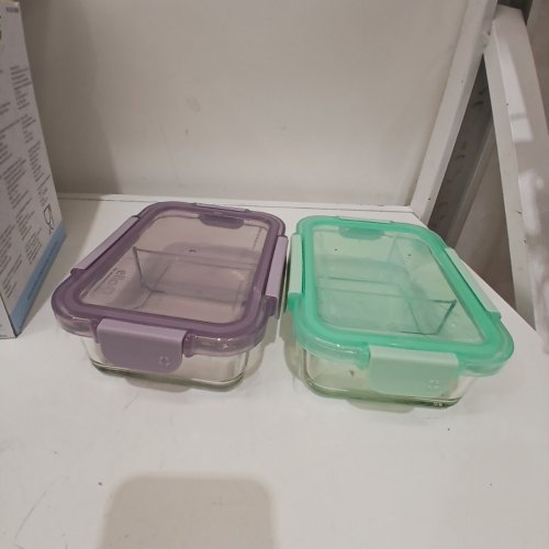 4PC ELLO COLOUR LOCK DIVIDED GLASS MEAL PREP SET - 800ML - MULTICOLOUR (MODEL: 1901809) image 2
