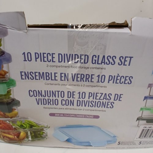 4PC ELLO COLOUR LOCK DIVIDED GLASS MEAL PREP SET - 800ML - MULTICOLOUR (MODEL: 1901809) image 4