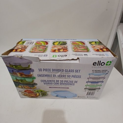 4PC ELLO COLOUR LOCK DIVIDED GLASS MEAL PREP SET - 800ML - MULTICOLOUR (MODEL: 1901809) image 5