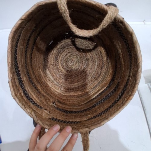 WOVEN BASKET - 10" X 8.5" - TAN/BLACK image 3