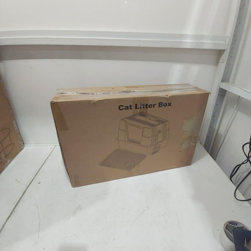 PAWROVA STAINLESS STEEL XL ENCLOSED CAT LITTER BOX - XL - STAINLESS STEEL/DARK GREY - (MODEL: 01) image 4
