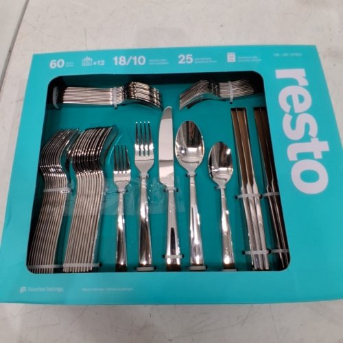 60PC GOURMET SETTINGS RESTO SILVERWARE COLLECTION SET DISHWASHER SAFE, SERVICE FOR 12 - POLISHED STAINLESS STEEL (MODEL: 1177820) image 2