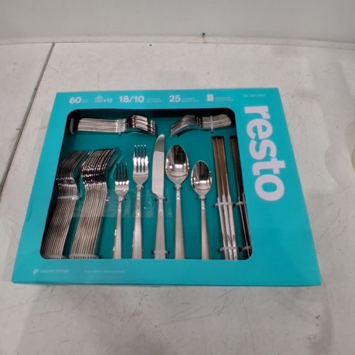 60PC GOURMET SETTINGS RESTO SILVERWARE COLLECTION SET DISHWASHER SAFE, SERVICE FOR 12 - POLISHED STAINLESS STEEL (MODEL: 1177820) image 3