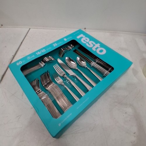 60PC GOURMET SETTINGS RESTO SILVERWARE COLLECTION SET DISHWASHER SAFE, SERVICE FOR 12 - POLISHED STAINLESS STEEL (MODEL: 1177820) image 4